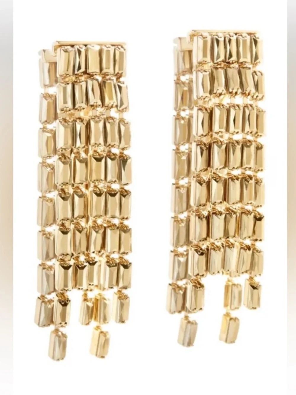 NEW BaubleBar Starlet Gold Cascading Baguette Fringe Earrings